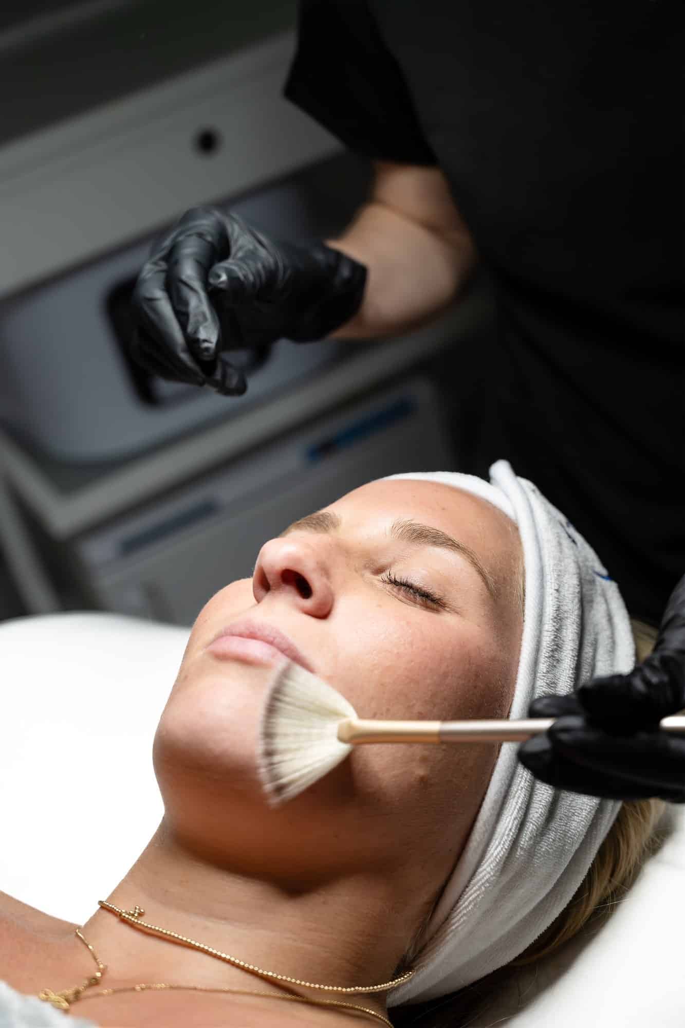 Champagne facial in Charleston, SC with exfoliation treatment to enhance skin glow and smoothness